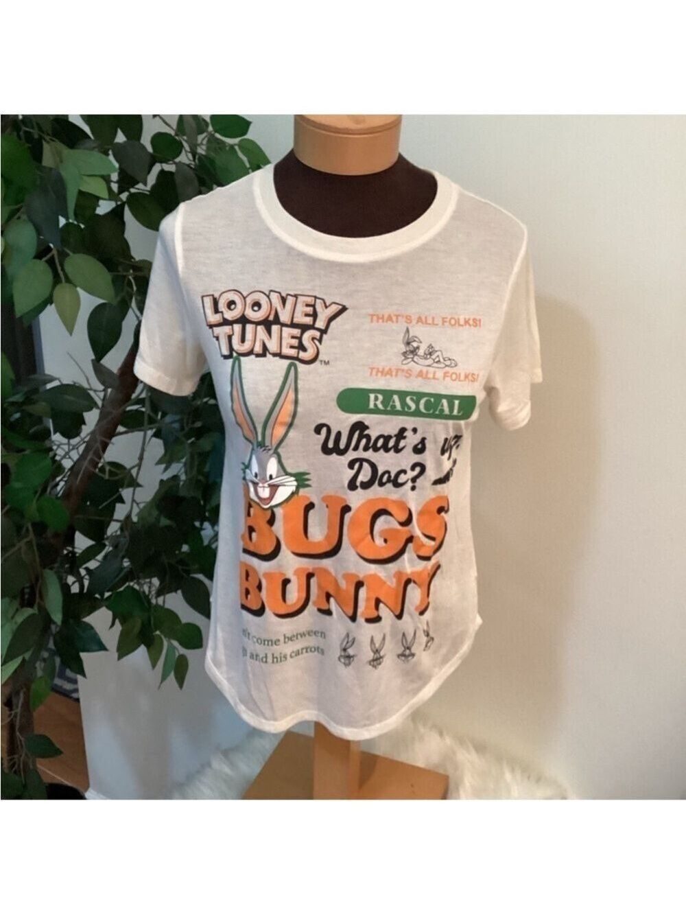 LOONEY Tunes Juniors Medium 7-9 short sleeve t shirt rounded hem hi Lo